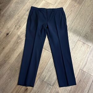HUGO BOSS huge2/genius1 100% virgin wool slim fit trousers in navy, size 38R